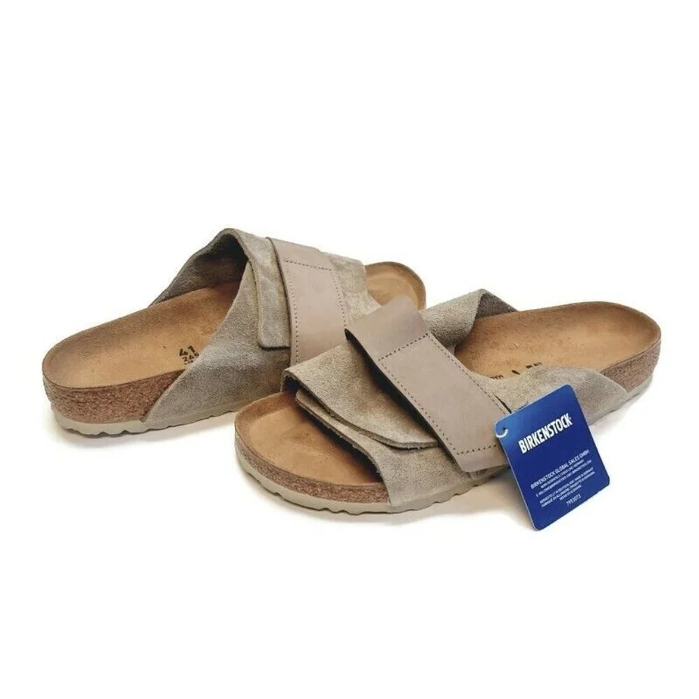 Birkenstock Kyoto Nubuck Suede Leather Sandals Womens 10 Mens 8 Taupe - Picture 10 of 10